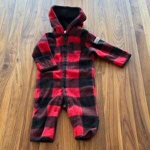 Cozy Red and Black Plaid Fleece Kids Footie